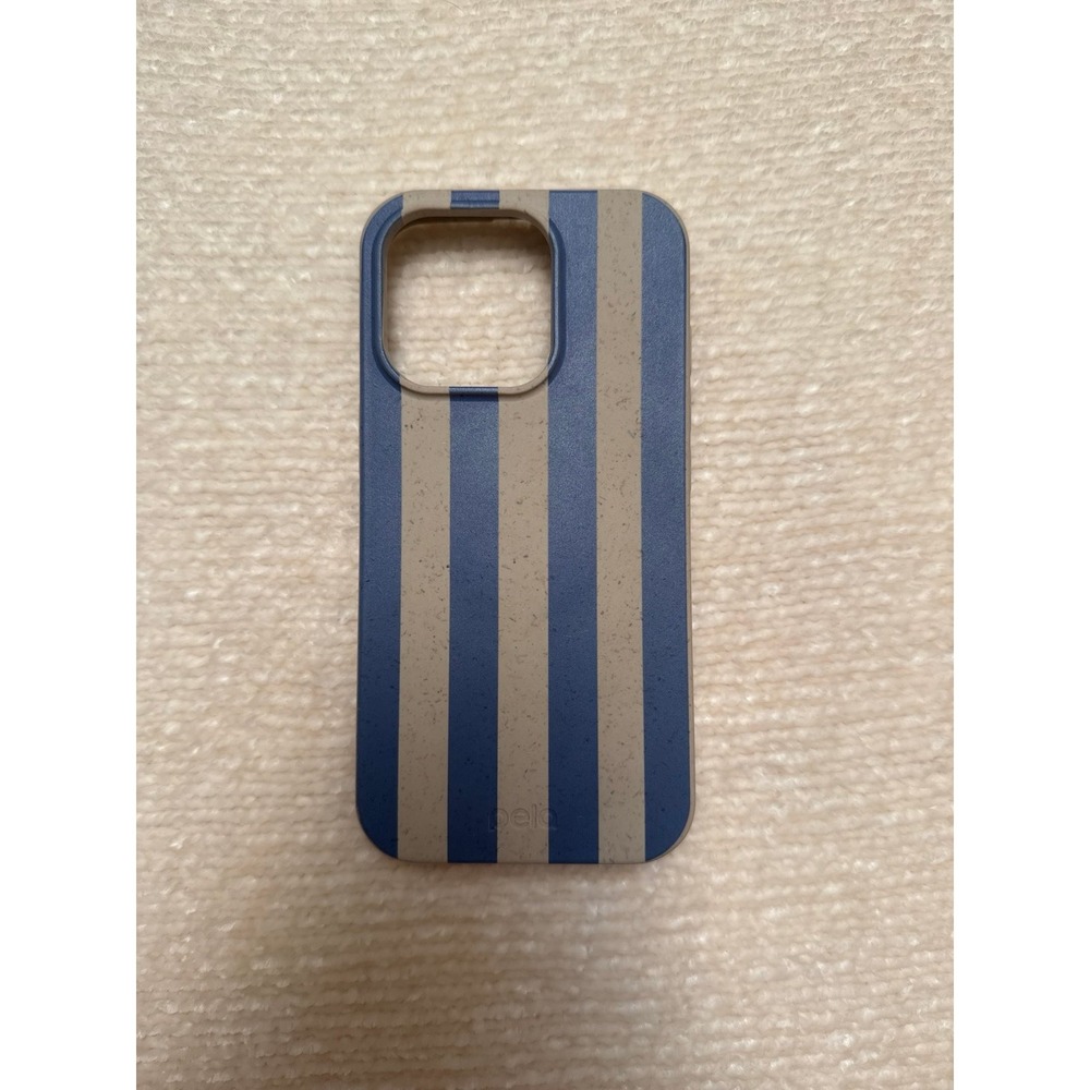 Pela Case iPhone 16 Pro Recycled Compostable Phone Cover Blue Tan Stripes Canada